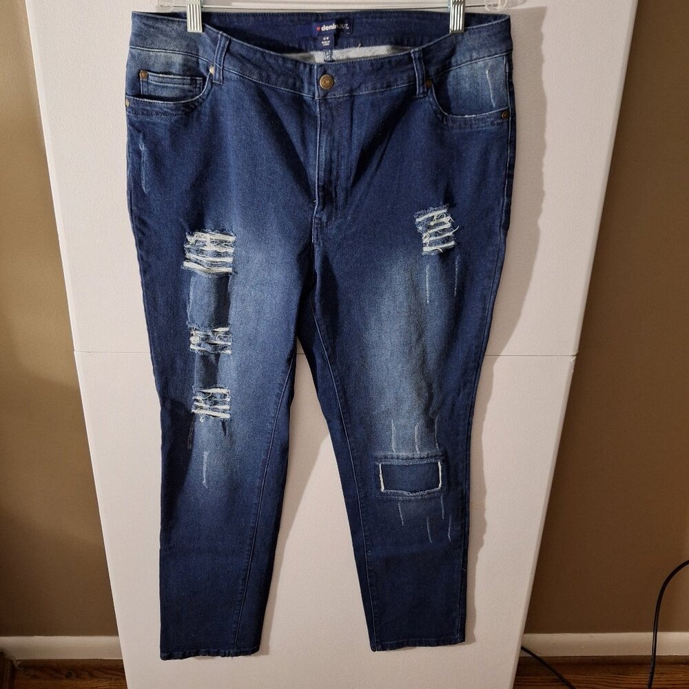 denim 24/7 Womens 16W Color Blue Denim Distressed Jeans